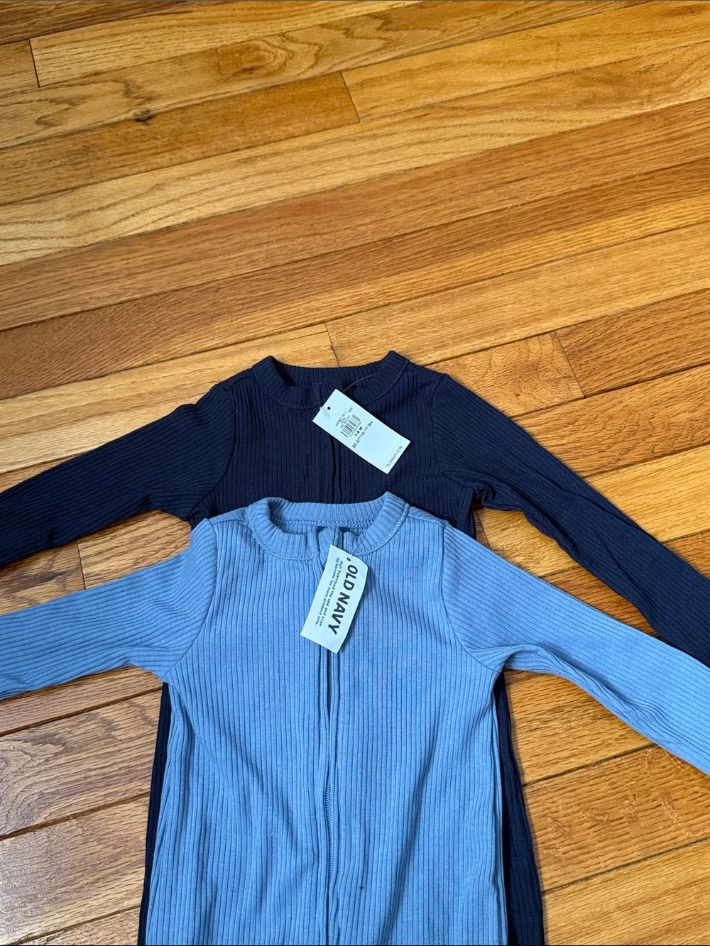 Carter's Ribbed One-Piece Footies - Light Blue & Navy